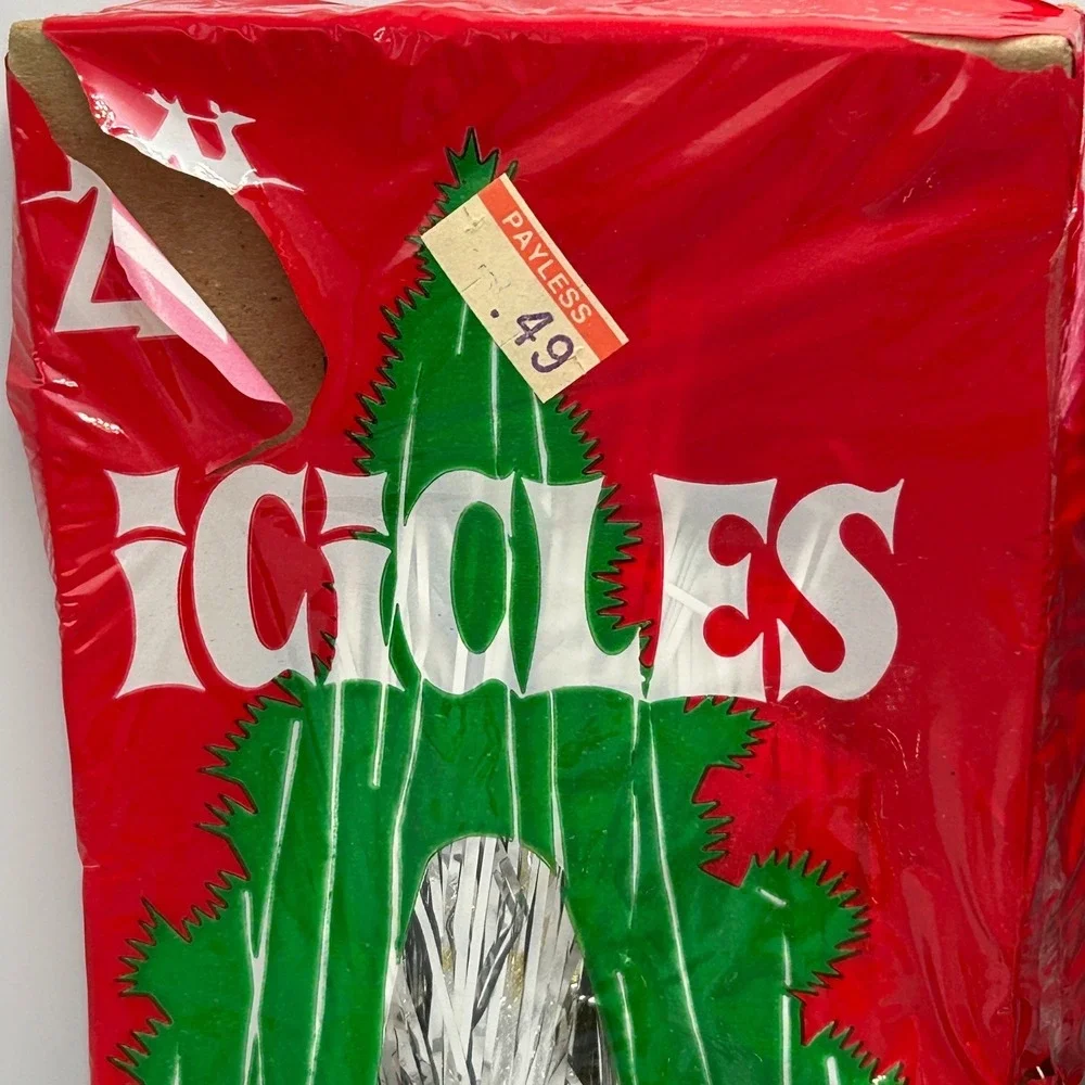 Vintage Christmas 80s Icicles Tinsel Tree Silver Gold 18